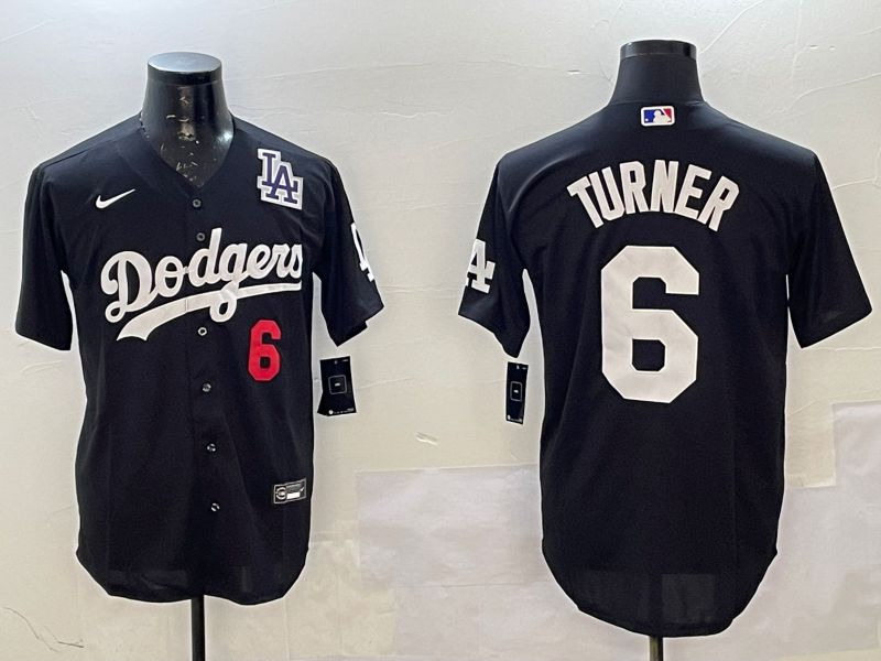 Men Los Angeles Dodgers #6 Turner Black Game 2025 Nike MLB Jersey style 4->los angeles dodgers->MLB Jersey